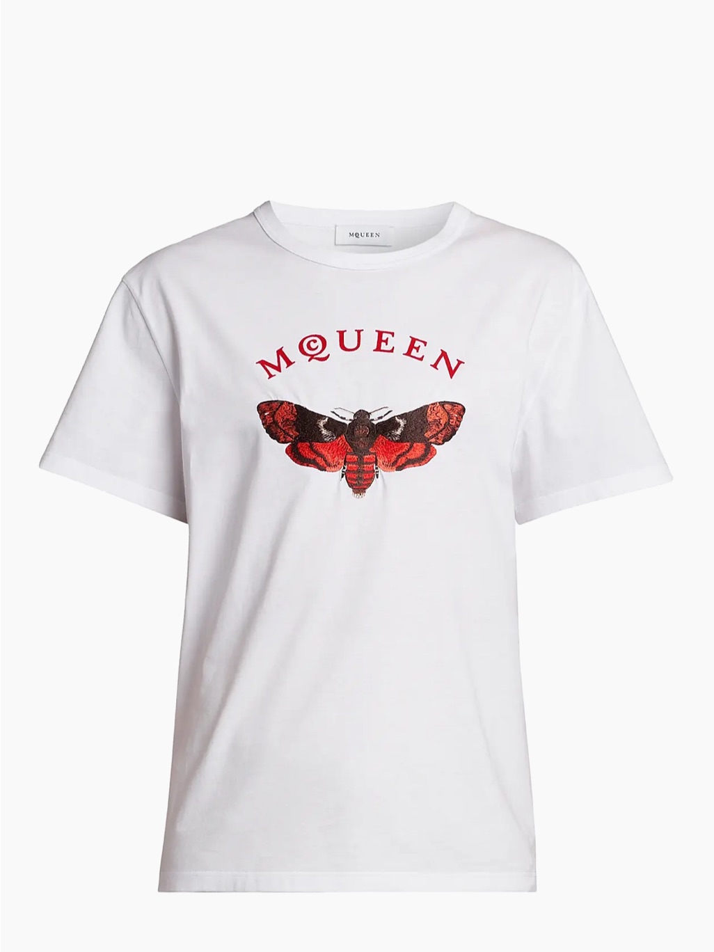 Mcqueen Moth Logo Cotton T-Shirt White Men’s Medium